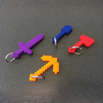 Minecraft Tools with Keychain Hole(Set of 4)